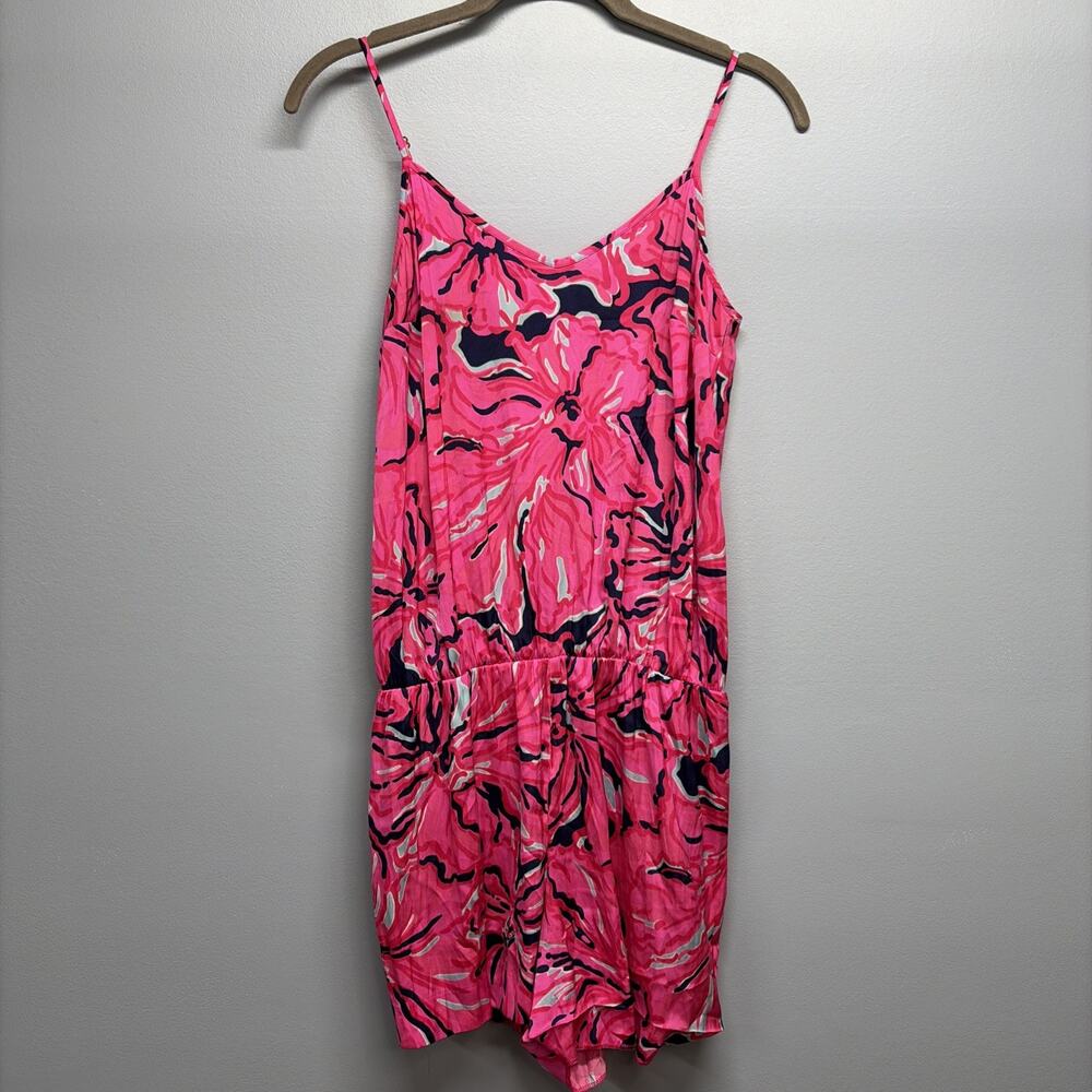 Lilly Pulitzer Women’s Romper Sz S Pink Abstract Print Sleeveless Elastic Waist